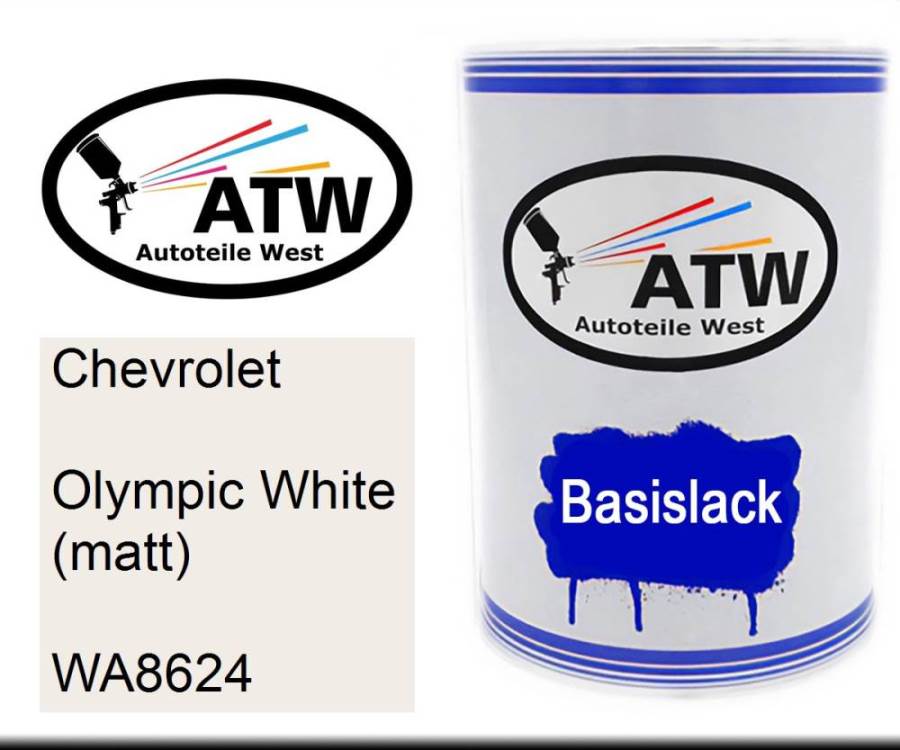 Chevrolet, Olympic White (matt), WA8624: 500ml Lackdose, von ATW Autoteile West.